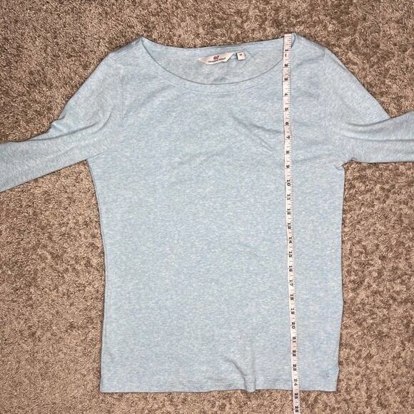 Vineyard Vines Heathered Blue Boatneck Simple Tee Size Medium - Picture 4 of 8